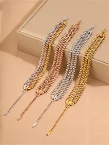 1 classic and fashionable three-layer airplane chain bracelet, made of 304 stainless steel material, suitable for both men and women, suitable for daily wear and parties, Valentine's Day gifts, all season accessories