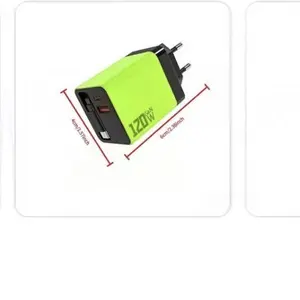 Fast Charging Adapter for Cellphone and Smartphone - 120W - 4cm x 3.5cm - 6cm x 2.5cm - Green Charger Electronic
