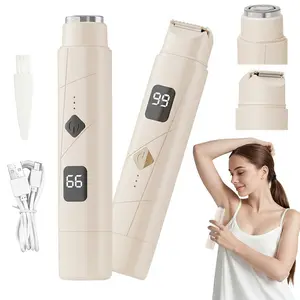 Rechargeable 2-in-1 Bikini Shaver with LED Display, USB Charging, 2 Attachments, 100% Satisfaction