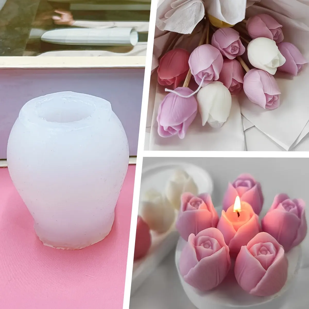 Tulip Shape Silicone Mold for Candle Making & DIY Crafts, Handicraft, Floral Design, Home Decor Craft Supplies, Durable Silicone Mould, Handmade Gifts