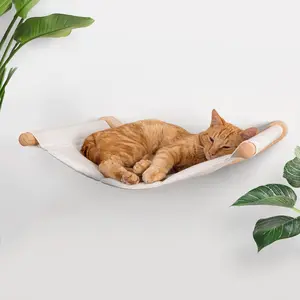 Cat Wall Hammock – Wall Mounted Cat Bed for Large Cats – Wood Perch Shelf, Cat Hammock for Wall, Holds Up to 35 lbs