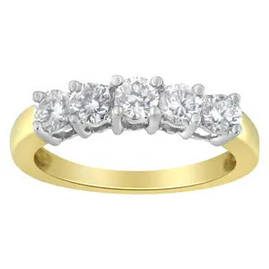 14KT Two Toned Gold 5 Stone Diamond Ring (1 cttw, H-I Color, SI1-SI2 Clarity)