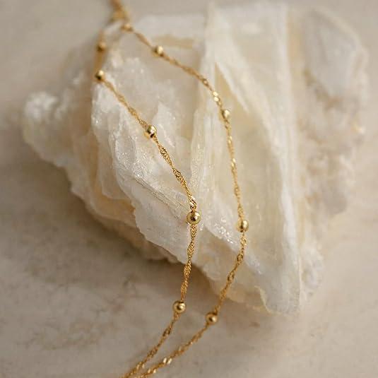 Tewiky Dainty Layered Gold Anklets for Women - Waterproof Link Chain, Non-Tarnish, Summer Beach Jewelry Gift with Beautifully Packaged Gifts Tewiky Dainty Layered Gold Anklets for Women - Waterproof Link Chain, Non-Tarnish, Summer Beach Jewelry Gift with Beautifully Packaged Gifts