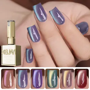 XEJAY 1PC 15ML 6-Colors Aurora Cat Eye Gel Nail Polish Long-Lasting High-Shine Salon-Quality Nail Art Tool Iridescent Cat Eye Design Vibrant Matte Top Coat M124 - Smooth, Flawless