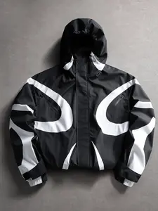 Men's Spring Fall Thin Hooded Long Sleeve Jacket, Loose Fit Drop Shoulder Outerwear, Menswear, Casual Y2K Style, Streetwear Windbreaker, Parka Coat