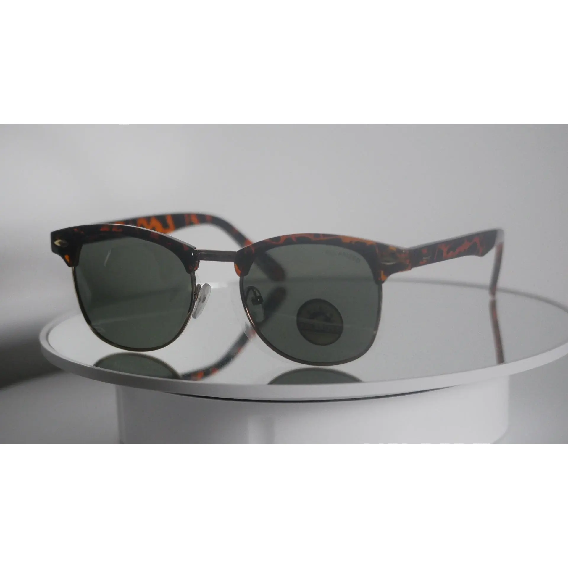 Zoe Classic Clubmaster Polarized Sunglasses - Black Acetate