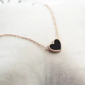 Heart dark and nácar necklace stainless Steel PVD 18 k