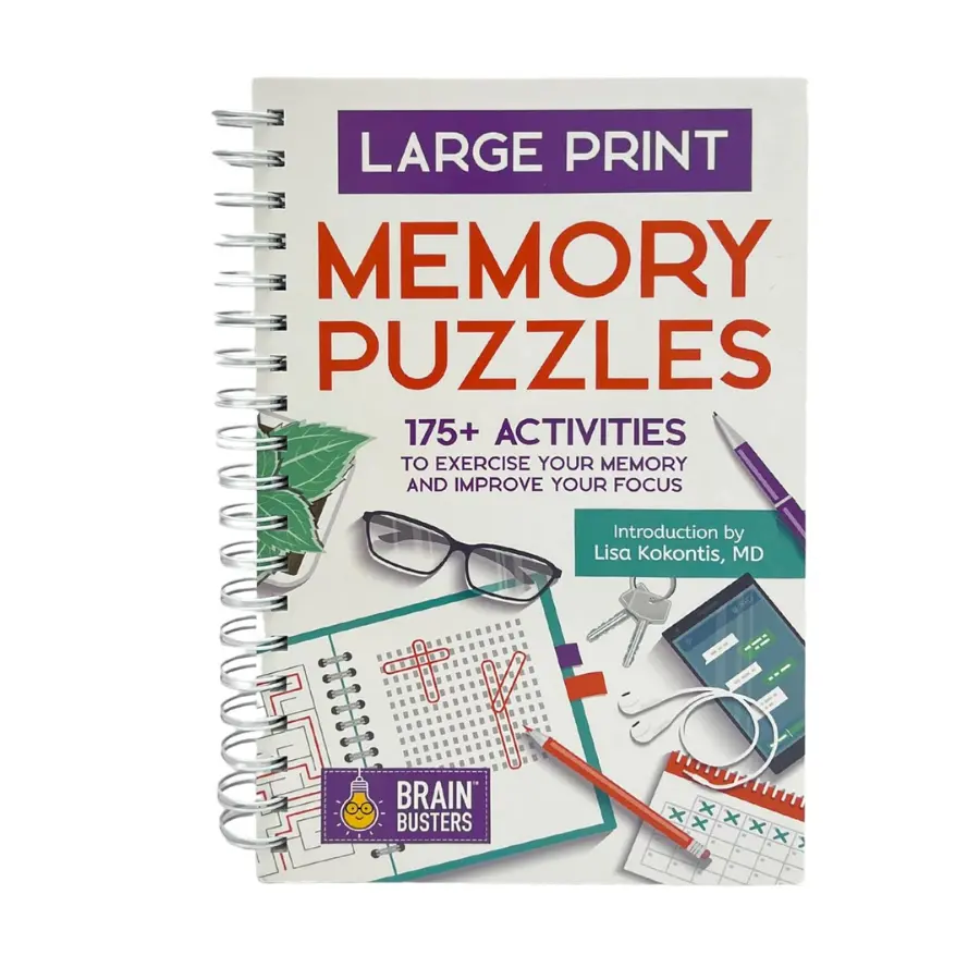 Large Print Memory Puzzles: 175+ Puzzles and Activities for Adults to Exercise Memory and Improve Focus - Includes Spiral Bound / Lay Flat Design and ... Font for Easy Reading (Brain Busters)