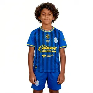 25 26 Chivas de Guadalajara Mexico LIGAMX Third Away Blue Short Sleeve Set Soccer Jersey Children's Version Breathable