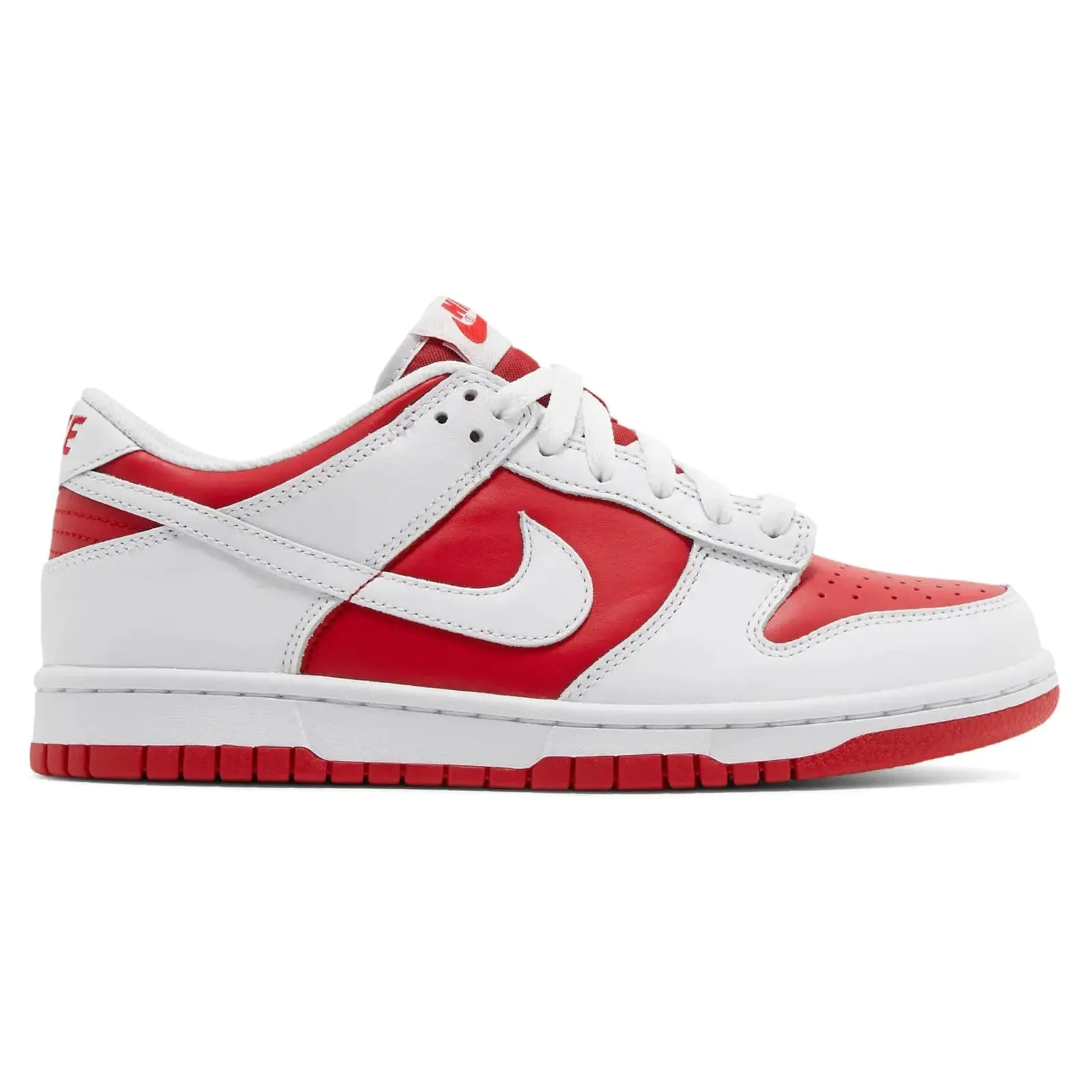NIKE Dunk Low 'Championship Red' Sneakers CW1590-600, Classic Low-Top for Sport & Casual Wear, Comfortable Youth Sizing with Women's Equivalent, Authentic New, Comfortable Fit, Us 4.5Y / 6W, Us Women's Size Equivalent, Us Youth Sizes