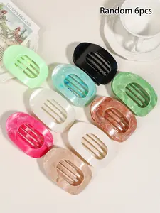 6pcs [6 colors optional] marble pattern hollow hairpin Morandi color ins wind! Korean version of advanced shark clip, non-slip design, durable hair grip, daily simple hair artifact, temperament Joker headdress Hair Clips