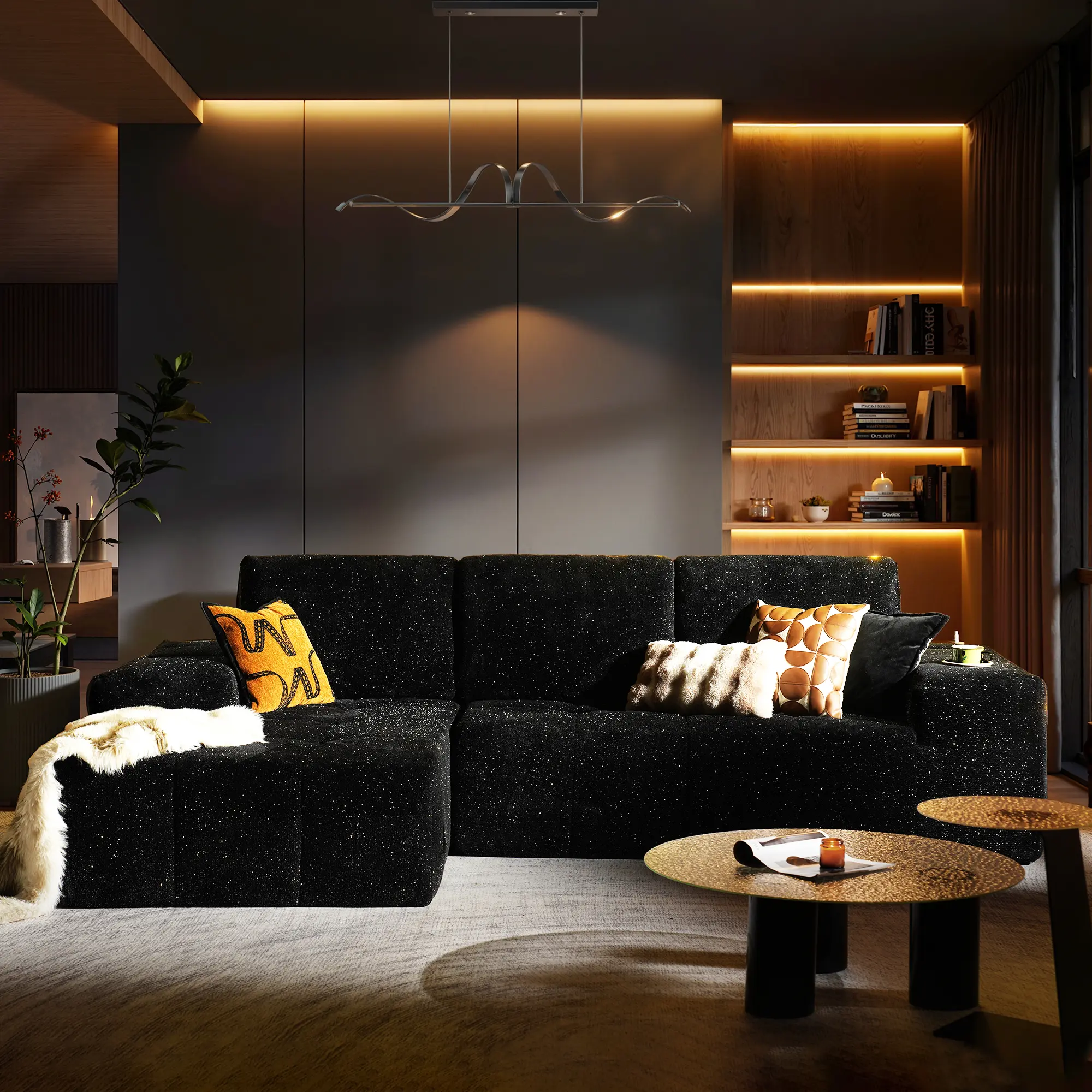 ALLWEX 114" Modular Sectional Sofa with Chaise, Luxury Silver Fabric L Shaped Couch, Oversized Deep Seat Cloud Style Sofa with Soft Plush Cushions, Modern Upholstered Lounge Sofa for Living Room, Apartment