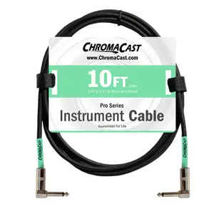 ChromaCast Pro Series Instrument Cable, Angle - Angle, Surf Green, 10 foot | USA Lifetime Guarantee