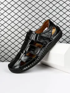 New Summer Artificial Leather Roman Men's Sandals, Business Casual Outdoor Beach Water Shoes, Large Size 39-48, Round Toe Flatform