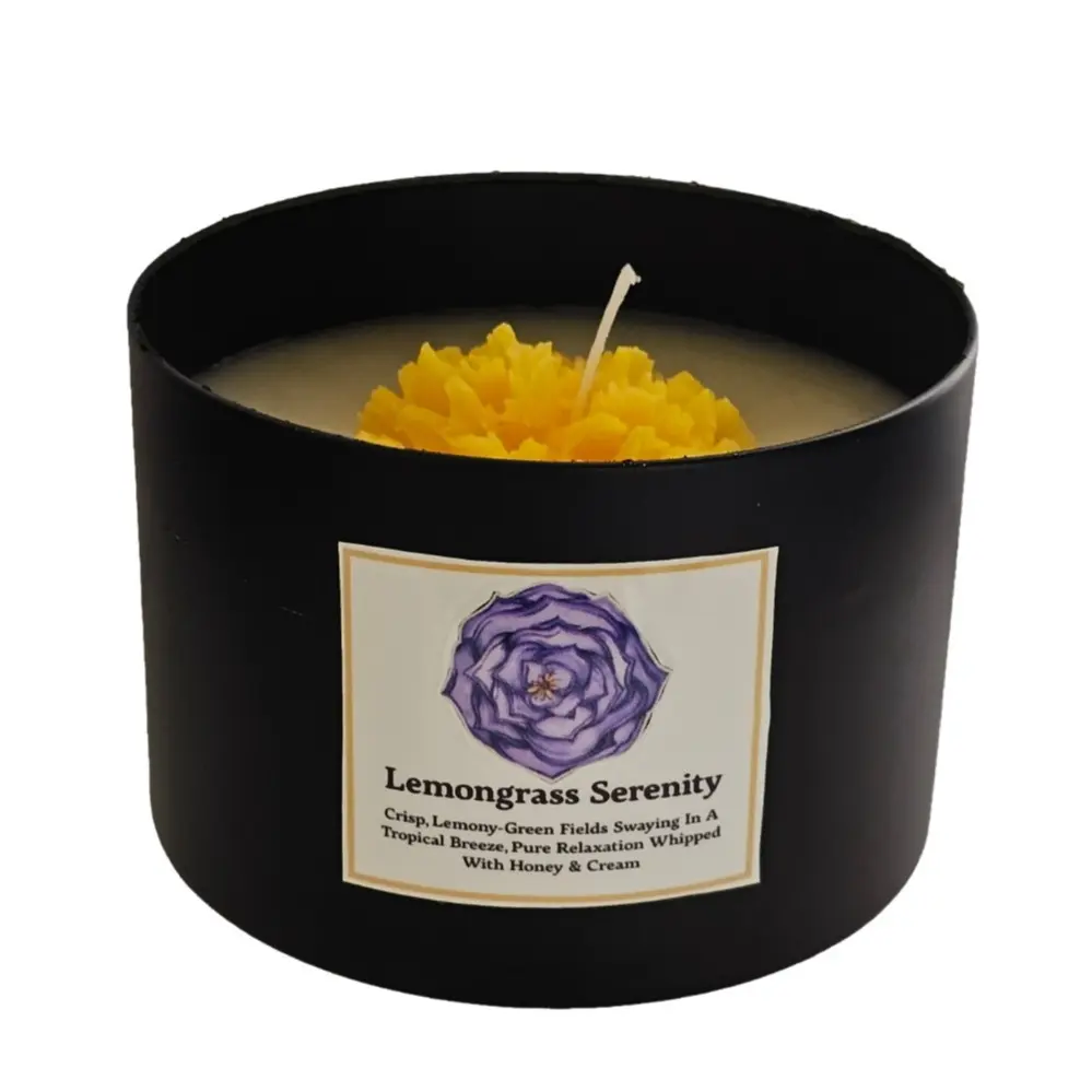 Lemongrass Serenity Candle, Essential Oil-Infused for Relaxation, Health & Wellness Support