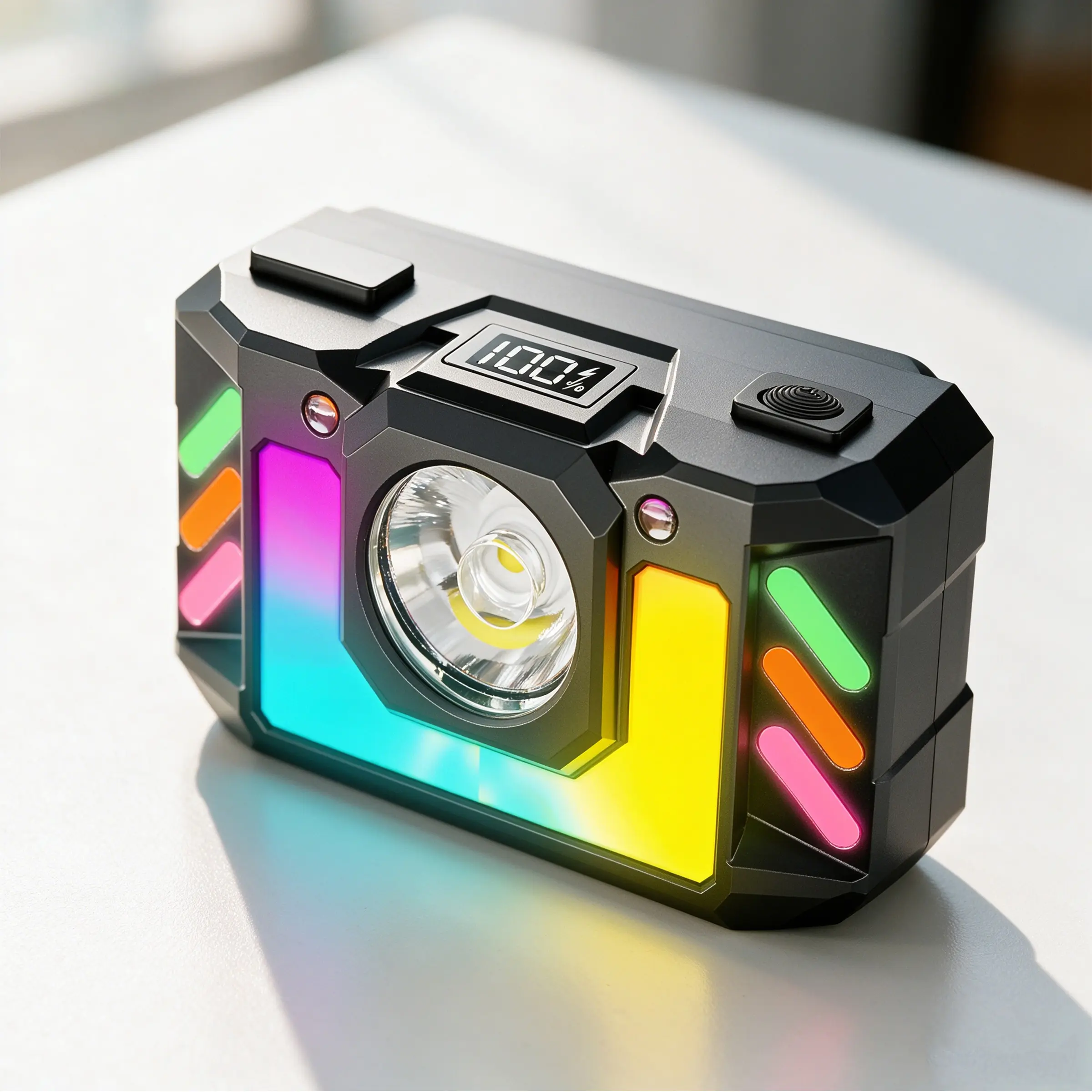 Rechargeable Smart Motion Sensing Zoom LED Headlamp - Bright, RGB Flowing Ambient Light, 4 Modes, IPX4 Waterproof, 90° Adjustable for Camping, Hiking
