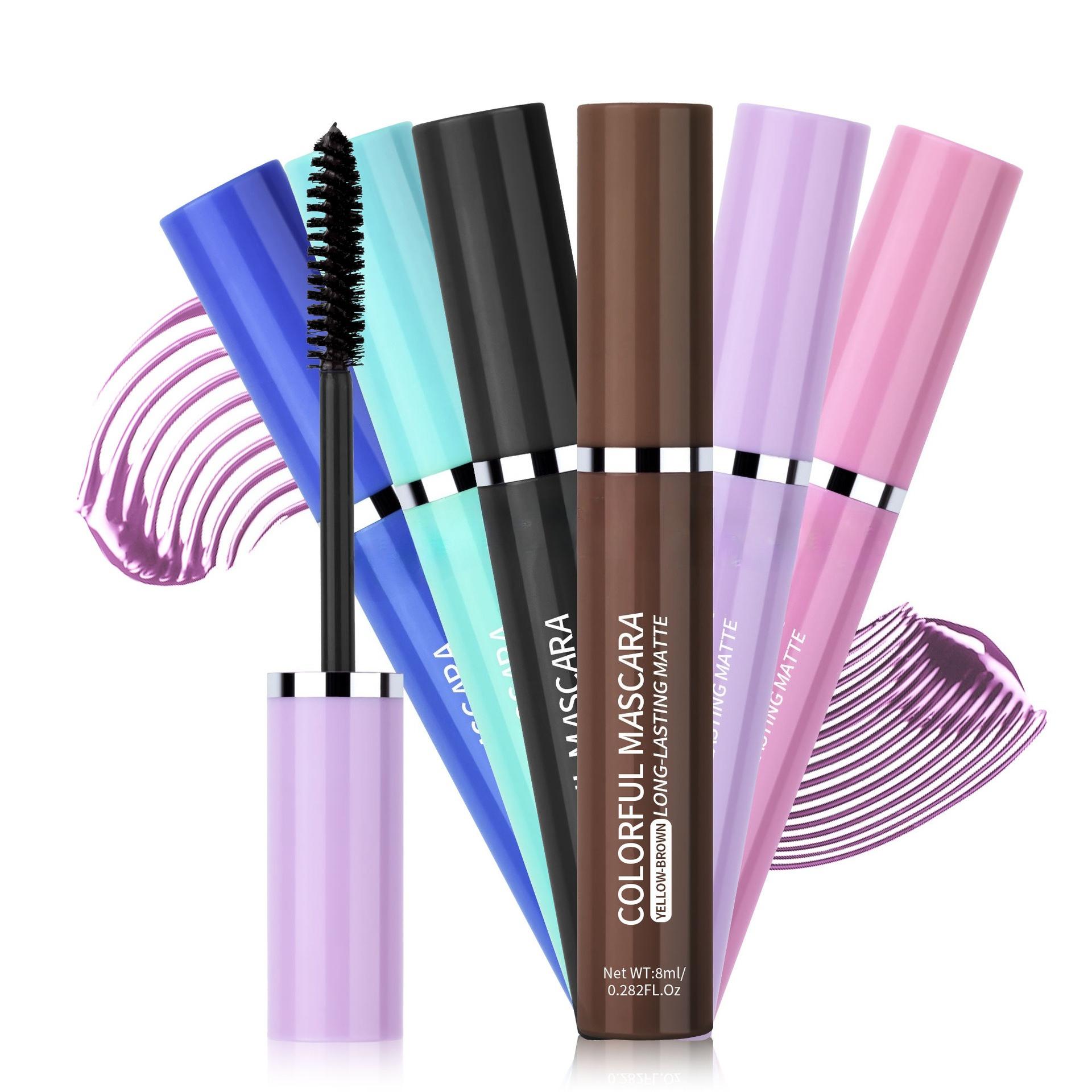Women's 4-Color Colored Mascara Multi-Pack Set (Pink, Blue, Purple, Brown) - Waterproof, Long-Lasting, Smudge-Proof, Clump-Free, Featherlight Volumizing Tubing Mascara with Doll Eye Effect, Compact Travel-Friendly Cosmetic, Ideal for Daily Makeup, Gifting