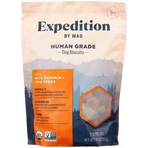Wag Expedition Human Grade Organic Biscuits Dog Treats Non-GMO Pumpkin & Chia Seed 10 oz Pack of 1 Omega-3 Vitamin B6 Fiber