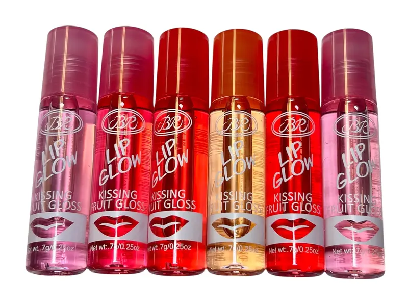 Lip Glow Kissing Fruit Gloss Six Count - Classic Roll-On Tip with Randomly Assorted Flavors & Slight Tint - Mainland China Origin