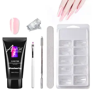 Extension Gel Nail Kit – Crystal Builder Gel Set with UV/LED Lamp, Complete At-Home Nail Art Kit, Manicure, Nail Care
