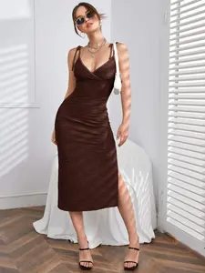 Summer Sexy Tie Shoulder Split Thigh Cami Dress