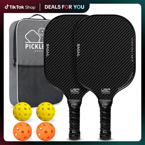 【BackToSchool】BAGAIL Pickleball Paddles, USAPA Approved Fiberglass Surface Pickleball Set, Lightweight Pickle Ball Rackets with 4 Balls, 1 Bag, Designed in California for Traction and Stability sport family