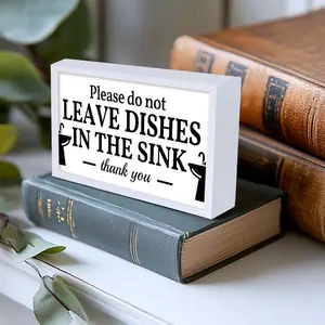 Wooden Box Sign, Humorous Kitchen Sign, Home Decoration Picture Frame, Desktop Ornament for Home, Bar, Restaurant Decor, Cafe Decor