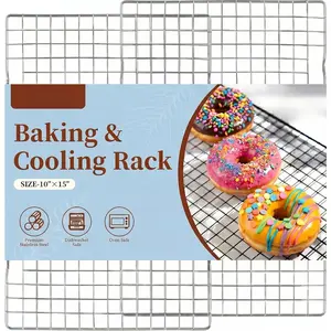 2 count Cooling Racks for Cooking and Baking, 10" x 15" Stainless Steel Wire Rack for Baking Sheet, Grilling, Roasting, Drying, Oven and Dishwasher Safe