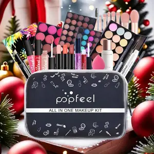 All in One Makeup Kit, 1 Set Including Foundation, Eyebrow Pencil, Mascara, Lip Gloss, Eyeliner, Makeup Sponge, Brushes and Eye Shadow Palette, Cosmetic Set for Women