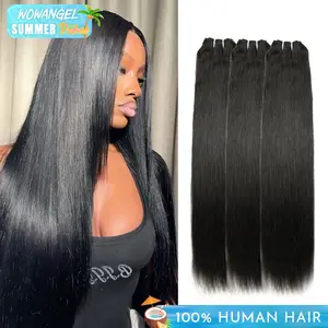 Wowangel Hair Bundles Body Wave 18 20 22 Inch 3 Bundles Straight 100% Virgin Human Hair Extensions Double Weft For Black Women Natural Black Color