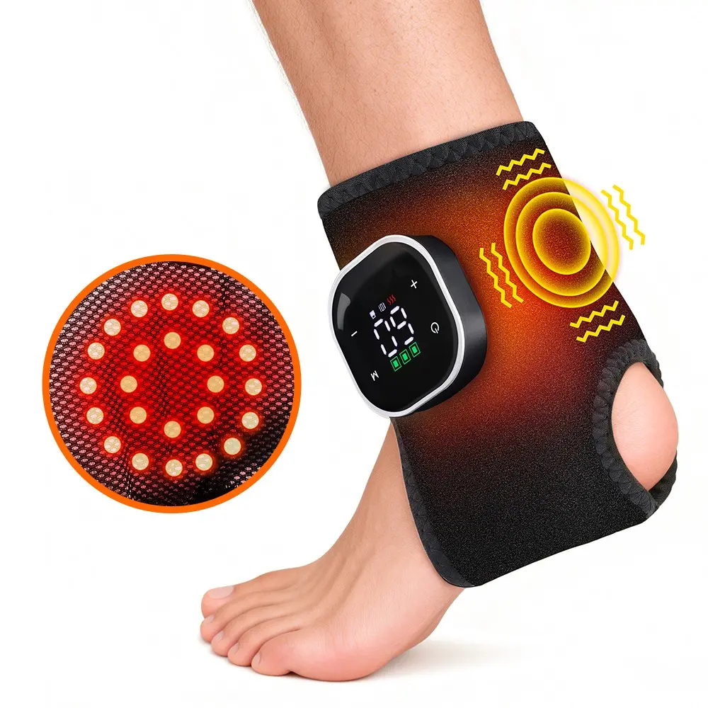 Vibrating Light Ankle Massager, Body Care Machine, Lightweight, Portable Muscle Massagers, 5 Heat Settings, 3 Vibration Modes, Ankle Heating Pad, Foot Ankle Heating Wrap