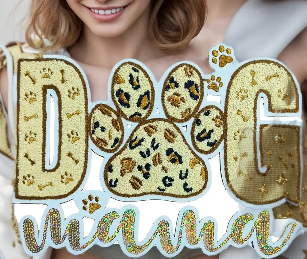 2025 New Ideas Handmade Hot Pressed Hot Sticker Dog Leopard Print MAMA DIY Sticker Embroidered Baseball Cap Handmade Patch Patch Beaded Chenille Patch