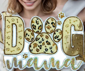 2025 New Ideas Handmade Hot Pressed Hot Sticker Dog Leopard Print MAMA DIY Sticker Embroidered Baseball Cap Handmade Patch Patch Beaded Chenille Patch