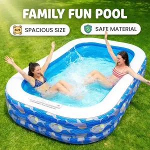 Inflatable Swimming Pool for Kids and Adults- 90" x 55" x 22" Family Full-Sized Blow Up Pools for kids -Thickened Durable Above Ground Swimming Pool Backyard Lawn, Indoor Outdoor Summer Party