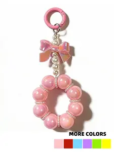 New Bow Beaded Keychain Valentine's Day Accessory, Transparent Acrylic Star Heart Charm, Cute Women's Holiday Gift, All Seasons, Keychain Kawaii, Keychain For Bags, Keychain Bag Pendant