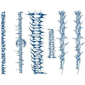 3 Pcs Semi-Permanent English Temporary Tattoo Stickers, Vine Thorn Design, Waterproof Realistic Look, Lasts 1-2 Weeks, Unisex Arm Leg Body Art Decor, Waterproof Temporary Tattoos