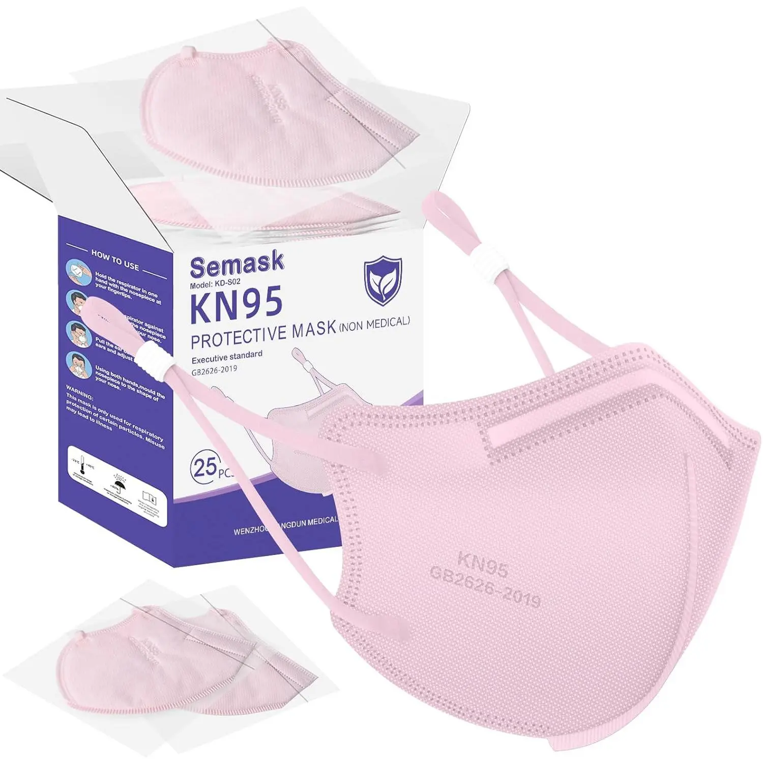 KN95 Protection Masks, 25-Pack Individually Wrapped Disposable Ear-Loop Masks for Work Safety & Home Improvement Security
