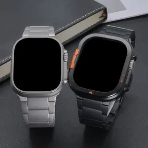 Men Business Titanium Band for Apple Watch Ultra2 49mm 10 46mm Luxury Metal Strap For iWatch Series 9 8 7 6 5 4 45mm 44mm Bracelet Correa Wearable