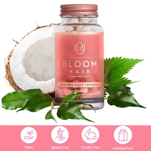 Bloom Hair Growth Capsules – Biotin Supplement for Stronger, Fuller Hair - Natural Haircare Vitamins for Nails & Beauty - 60 Count Edible Dietary & Healthcare Support
