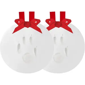Pawprints 2-Pack Christmas Ornament, DIY No Mess Pet Paw Print Holiday Clay Keepsake Kit, Dog or Cat Stocking Stuffer Gift