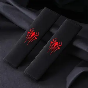 2pcs Soft Car Seat Belt Covers, Spider Design Shoulder Protectors, Cartoon Style Safety Belts, Vehicle Anti-Choking Cushions, Car Interior Accessory