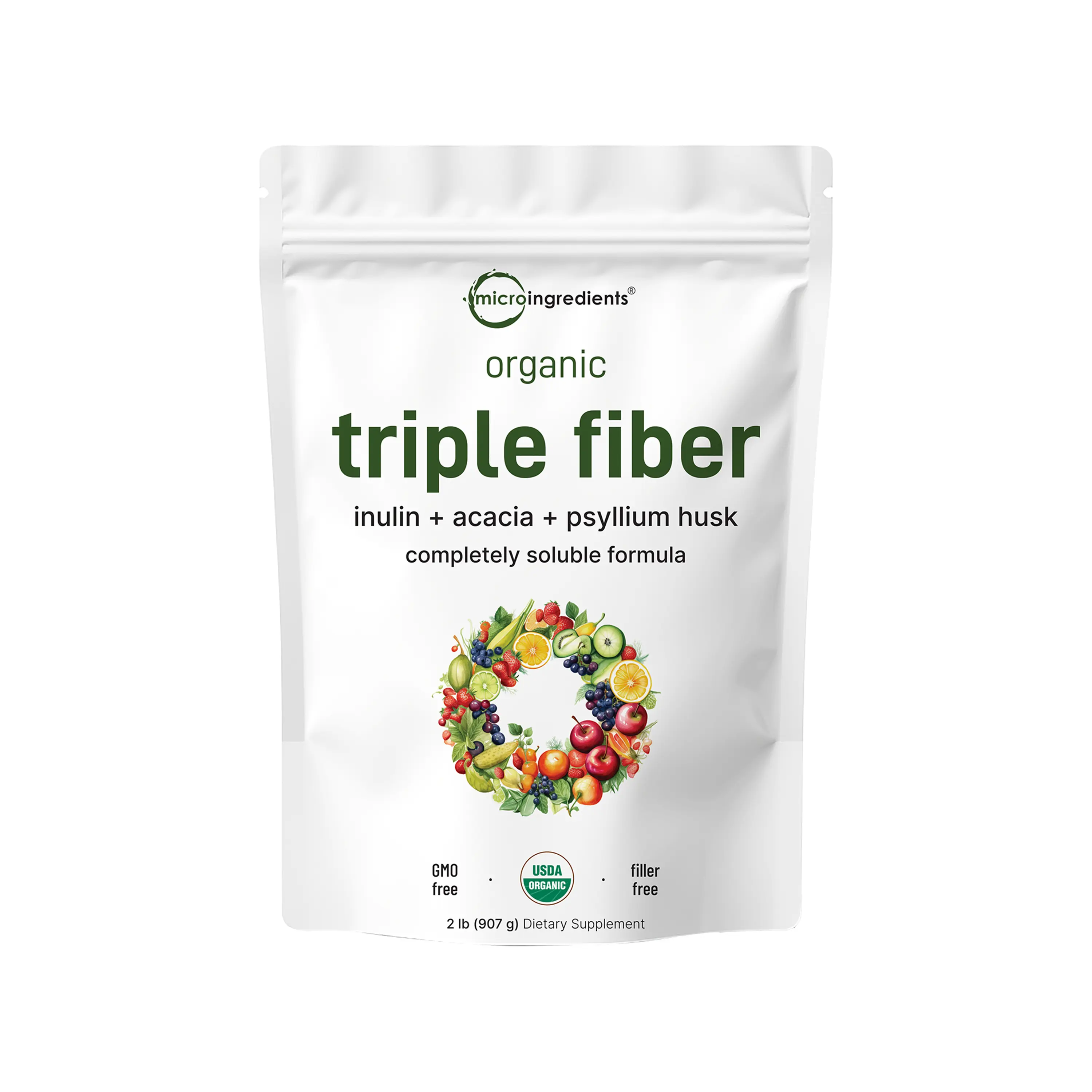 Micro Ingredients Organic Triple Fiber Powder, 2lb Micro Ingredients Organic Triple Fiber Powder, 2lb