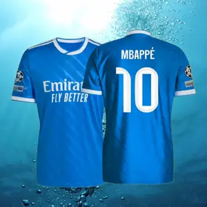 25 26 Champions League Third Away Kit Blue 10#Mbappé Short Sleeve Soccer Jersey Fans Version
