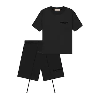 Fear of God Essentials Men's 2-Piece Crewneck T-Shirt & Shorts Set - Stretch Limo, Streetwear, Casual Comfortable Fit, Minimalist Design, Ideal for Everyday Wear