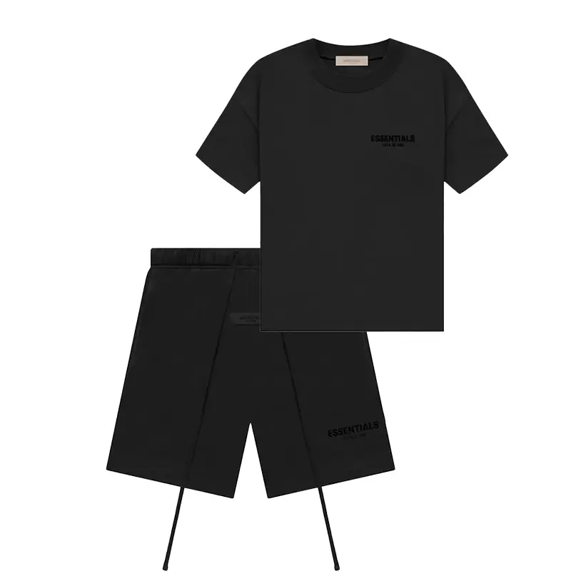 Fear of God Essentials Men's 2-Piece Crewneck T-Shirt & Shorts Set - Stretch Limo, Streetwear, Casual Comfortable Fit, Minimalist Design, Ideal for Everyday Wear