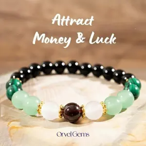 Abundance & Luck Crystal Bracelet – Malachite, White Jade, Garnet, Aventurine & Black Tourmaline | Handmade Gemstone Jewelry for Her | Thoughtful Mother’s Day Gift Daily Wear