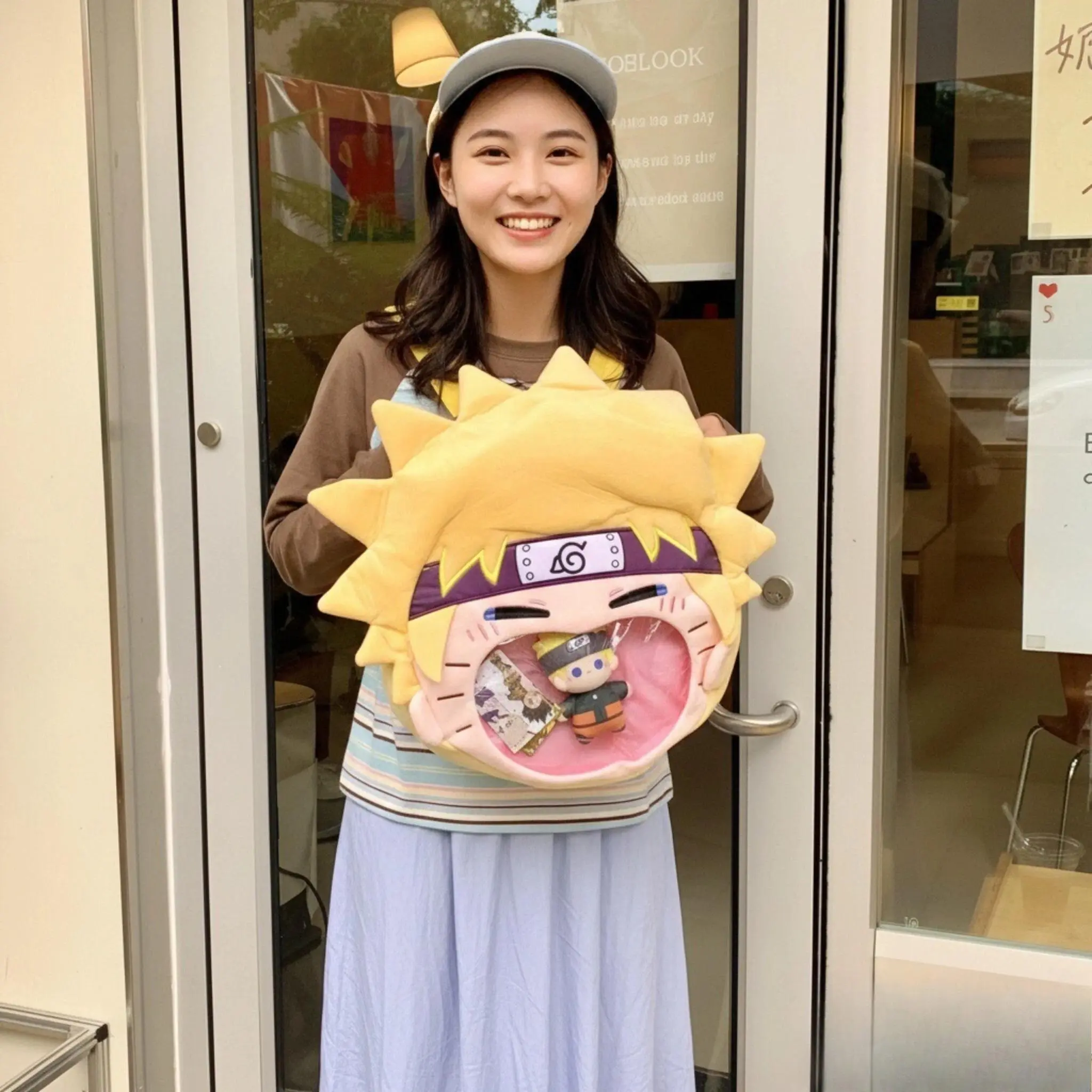 Kawaii Uzumaki Naruto Plushie Itabag for Naruto Fans - Haruno Sakura Transparent Backpack, Travel & Makeup Storage Bag, Kids' Watch Party Gift