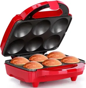 Non-Stick Cupcake Maker, Red - Makes 6 Cup Cakes, Muffins, Cinnamon Buns, and more
