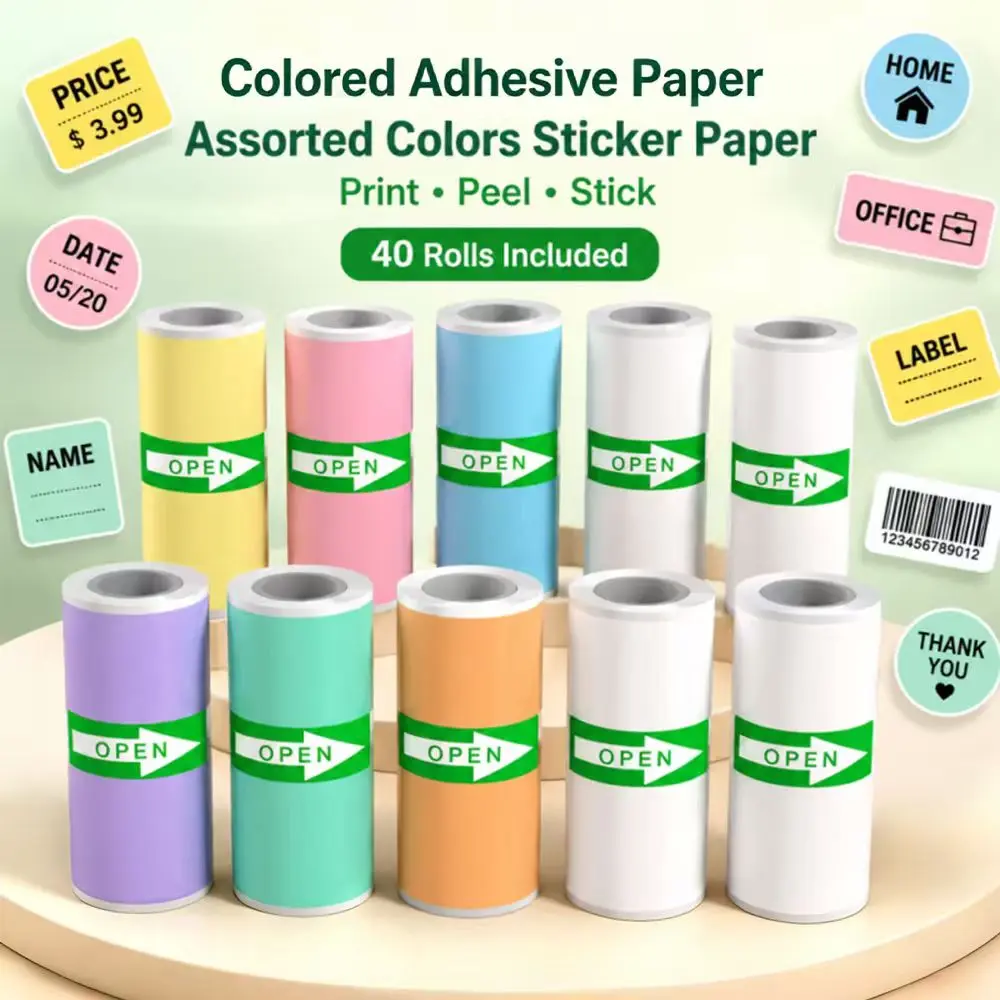 40 Rolls Of Self-adhesive Paper, Mini Printer Stickers, 57 X 25mm Self-adhesive Printing Paper, Suitable for Polaroid Cameras And Mini Printers, Ideal for Printing Photos And Sticky Notes.