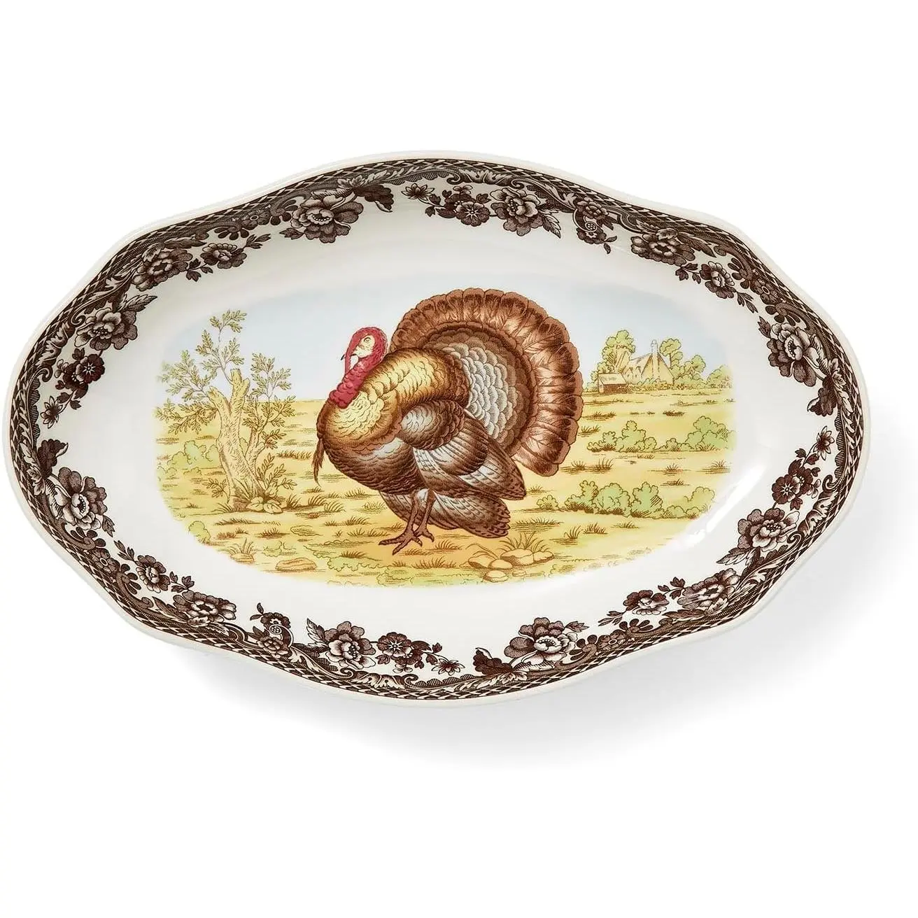 Woodland Turkey Pickle Dish  8.5 Inch Porcelain Serving Dish for Pickles, Olives & Appetizers  Microwave, Oven, Freezer & Dishwasher Safe, Rustic Thanksgiving Serveware